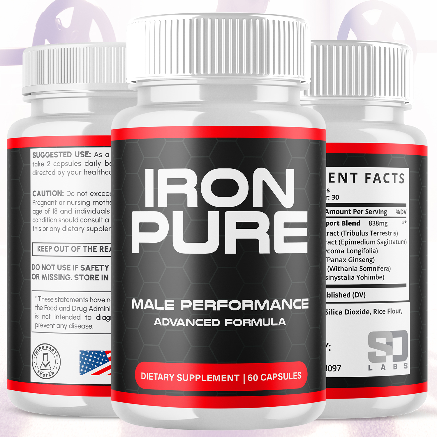 Iron Pure Advanced Formula Pills All Natural Vitamin Supplement IronPure 300 Capsules