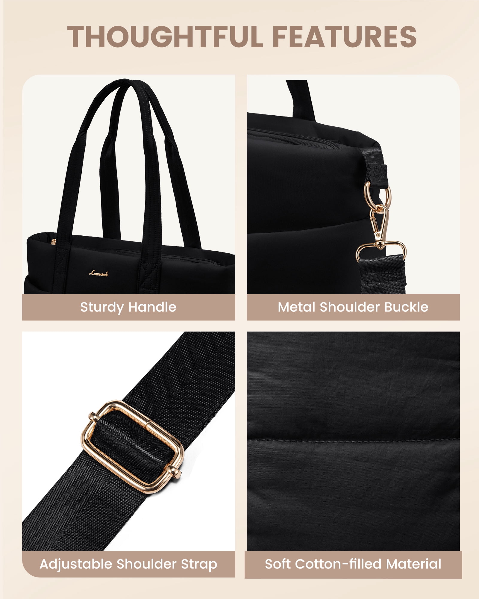 Lovevook Diaper Bag Tote,Fashion Mommy Tote Bag Work Travel Diaper Bag Fit up to 15.6inch Laptop Chic Puffer Fabric Soft & Comfortable