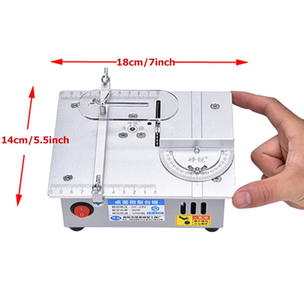 TOPCHANCES Mini Hobby Table Saw with Miter Gauge, 2.5 Inch HSS Alloy Steel Circular Saw Blade,96W Adjustable-Speed Power Supply for DIY Handmade Wooden Model Crafts