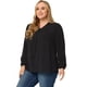 thumbnail image 3 of Blusas de talgrande pamujer Blusas de trabajo de manlarde gacon volantes Negro XXL, 3 of 5