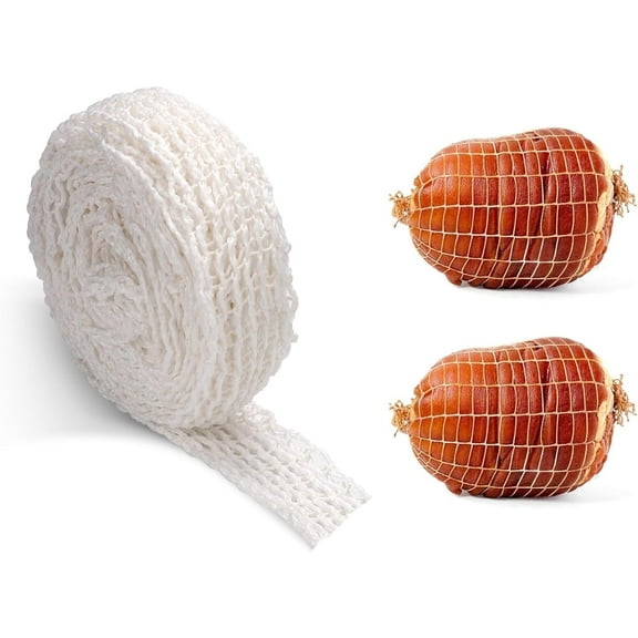 Quanmin 16.4ft/5m Elastic Meat Netting (18 Holes): For Beef/Turkey/Ham/Bacon/Chicken, Sausage Making & Food Wrapping, Includes 1 Roll (W2.16'')