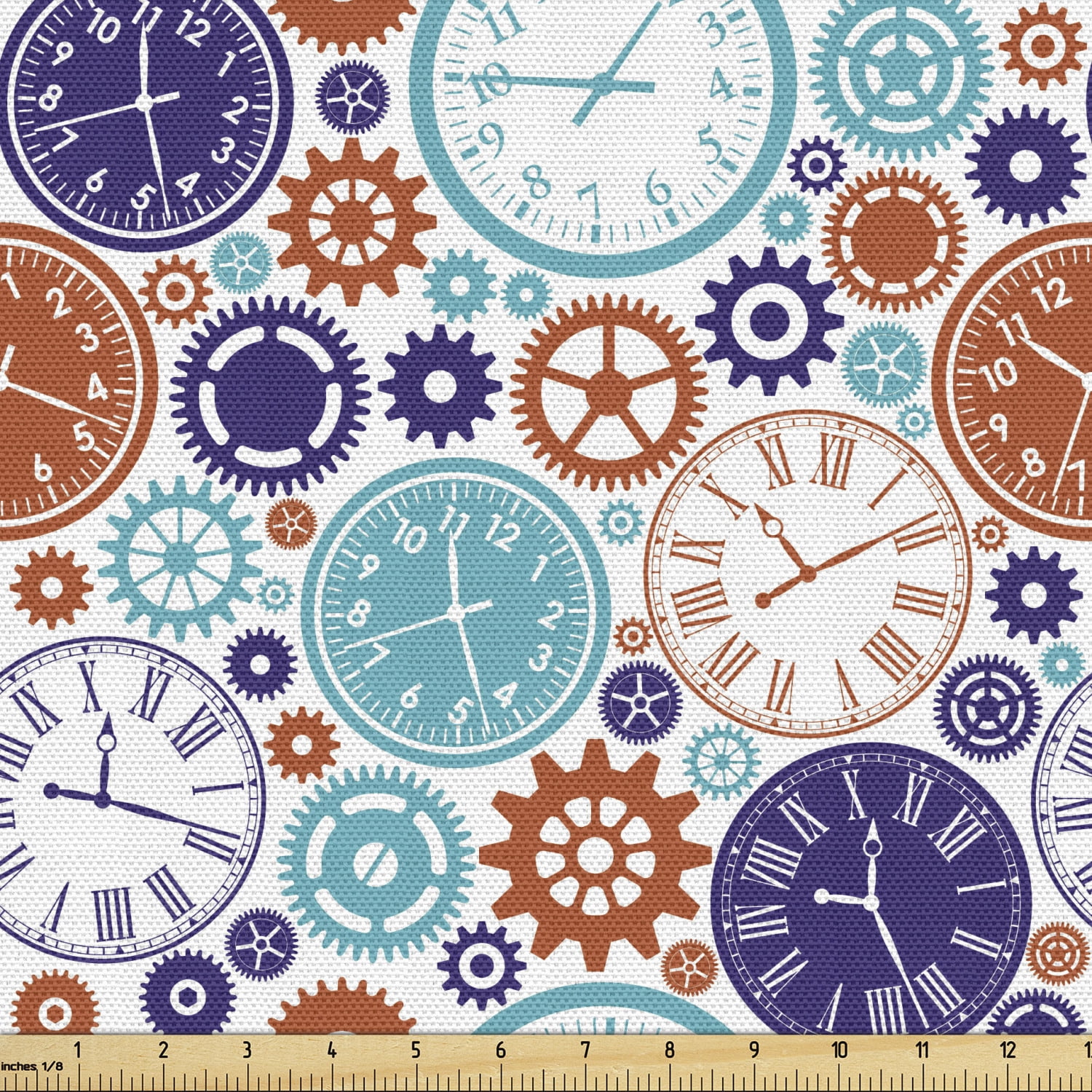 Clock Upholstery Fabric by the Yard Vintage Clock Mechanism Roman