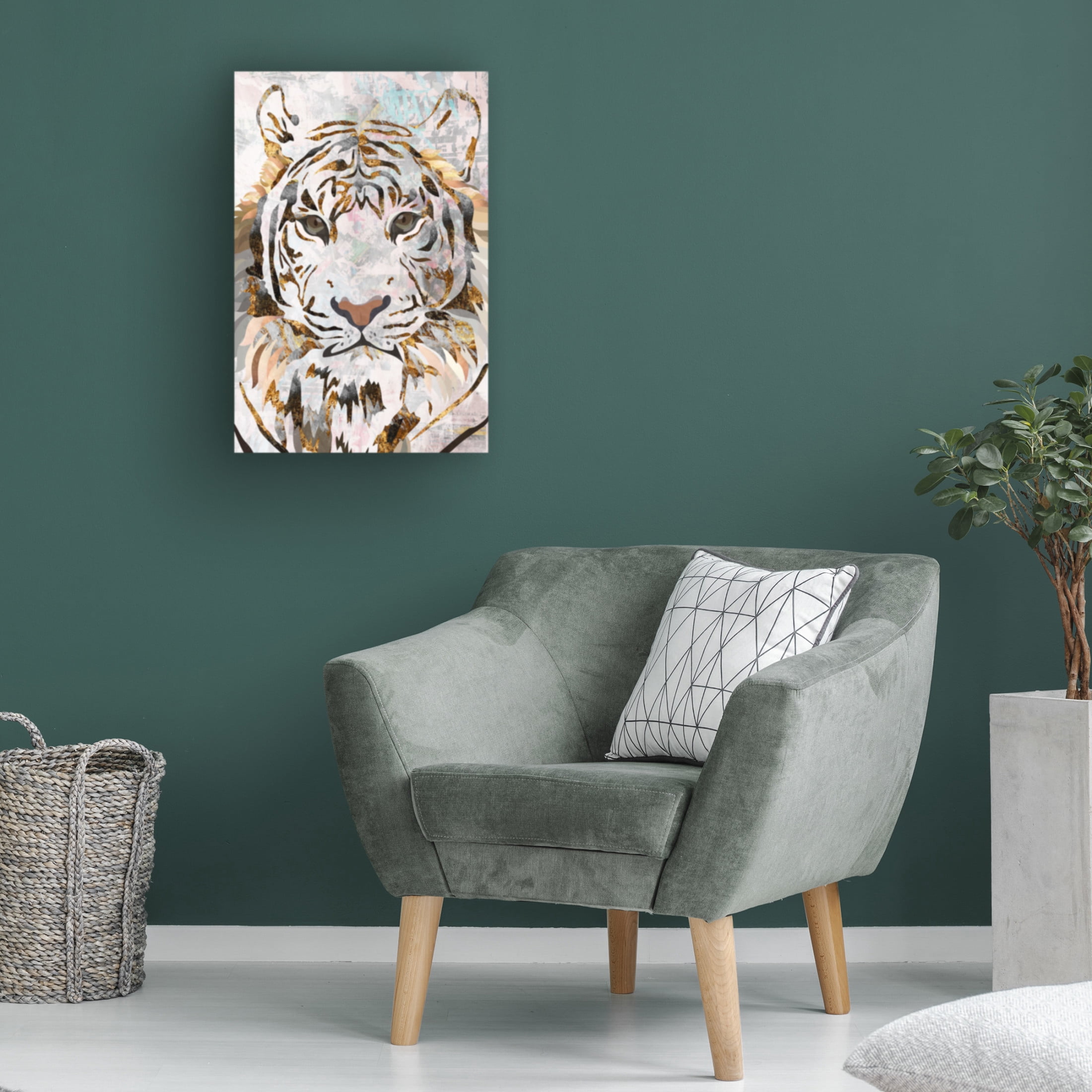 Trademark Fine Art Sarah Manovski Grunge Gold Tiger Canvas Wall Art