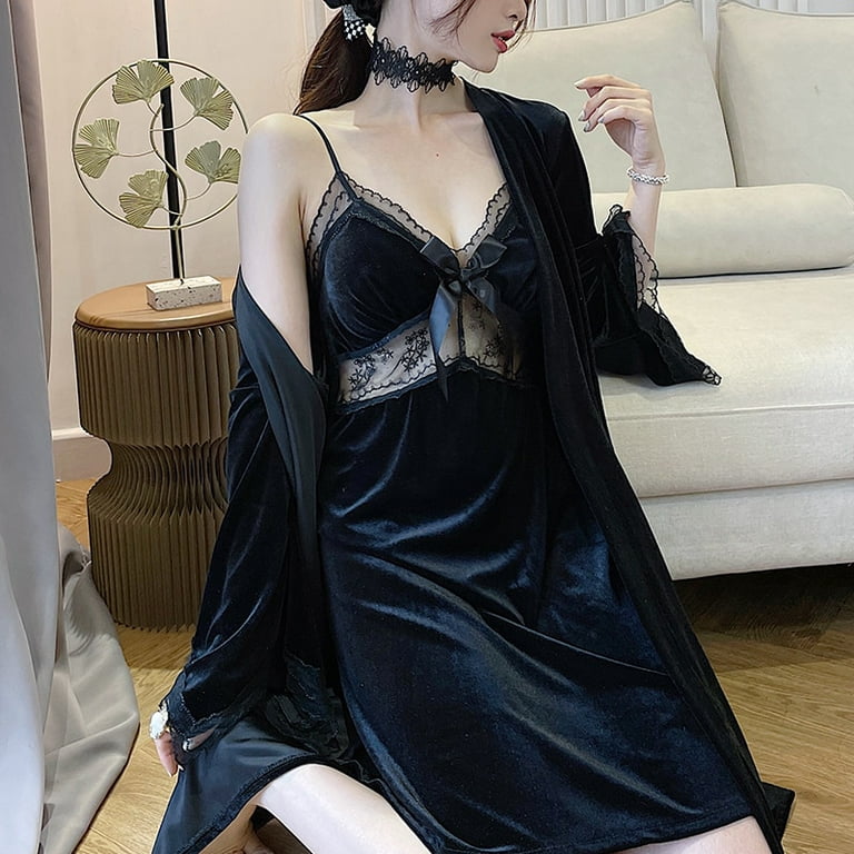 2023 Sexy Ice Silk Small Chest Nightgown