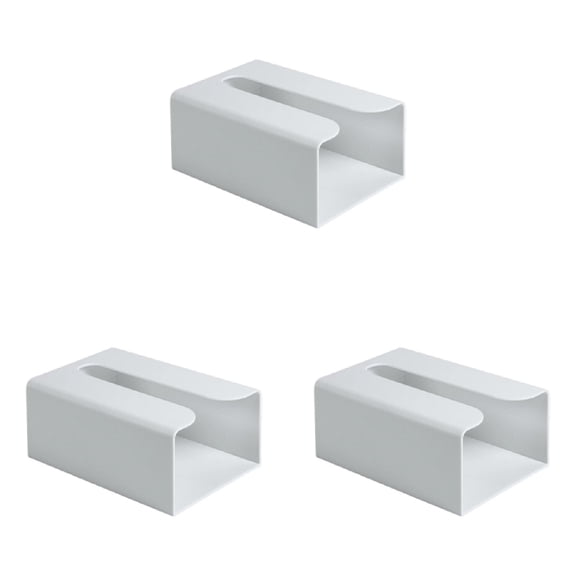 1-3PC Tissue Box Cover Self Adhesive Wall Mounted Tissue Box Holder No Drill Napkin Dispenser for Bathroom Kitchen Counter Under Cabinet Storage 7.5x5x8.2 Inch White