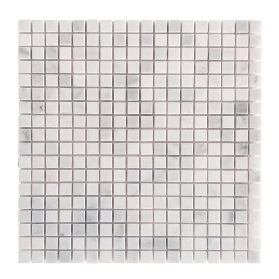Oriental White 12-in x 12-in Polished Marble Mosaic Floor and Wall Tile( 5 sq. ft. /Box )