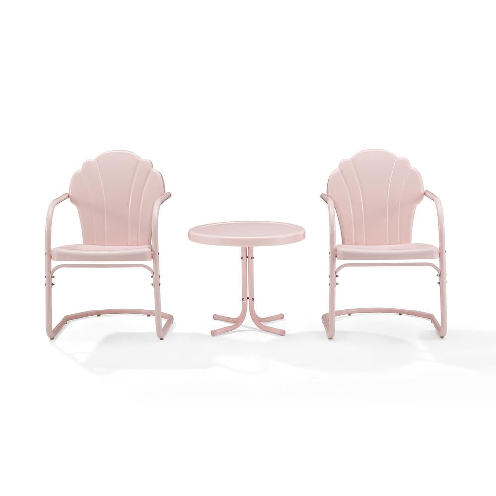 Crosley Furniture Tulip 3 Piece 22"Round Metal Patio Conversation Set in Pink