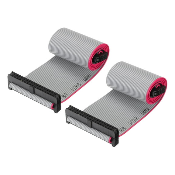 IDC 34Pin Flat Ribbon Cable, 2.0mm Pitch FC to FC Connector 30cm Length Grey Jumper Wire Computer DVD, 2Pcs
