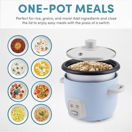 Housewares 4-Cups (Cooked) / 1Qt. Rice & Grain Cooker (ARC-302NGBL), Blue