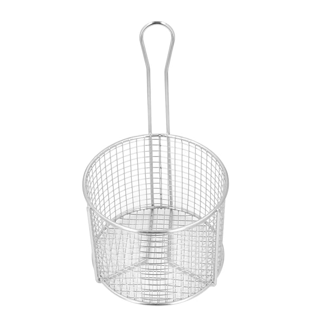 Panier à Frire Profond en Acier Inoxydable, Grille Ronde pour Frire et Servir des Chips avec Poignée, Panier à Frire Réutilisable