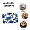 thumbnail image 5 of Amarainy Blue Rose Pattern Linen Table Mats Set Of 4 For Home Kitchen Table Decor 12x18 inch, 5 of 5