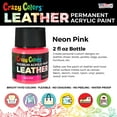 thumbnail image 2 of Crazy Colors Neon Pink Premium Acrylic Leather and Shoe Paint, 2 oz Bottle - Flexible, Crack, Scratch, Peel Resistant - Artist Create Custom Sneakers, Jackets, Bags, Purses, Furniture Artwork, 2 of 4
