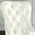 thumbnail image 3 of Modern Leatherette Dining Chairs Set of 2, Upholstered Dining Room Chairs in Button Tufted and Nailhead Trim with Metal Legs, Accent Wingback Armless Side Chair, for Living Room, White, 3 of 6