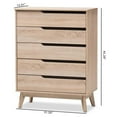 thumbnail image 7 of Hawthorne Collection Mid Century 42" Tall 5 Drawer Bedroom Chest Dresser in Light Brown and Gray, 7 of 7