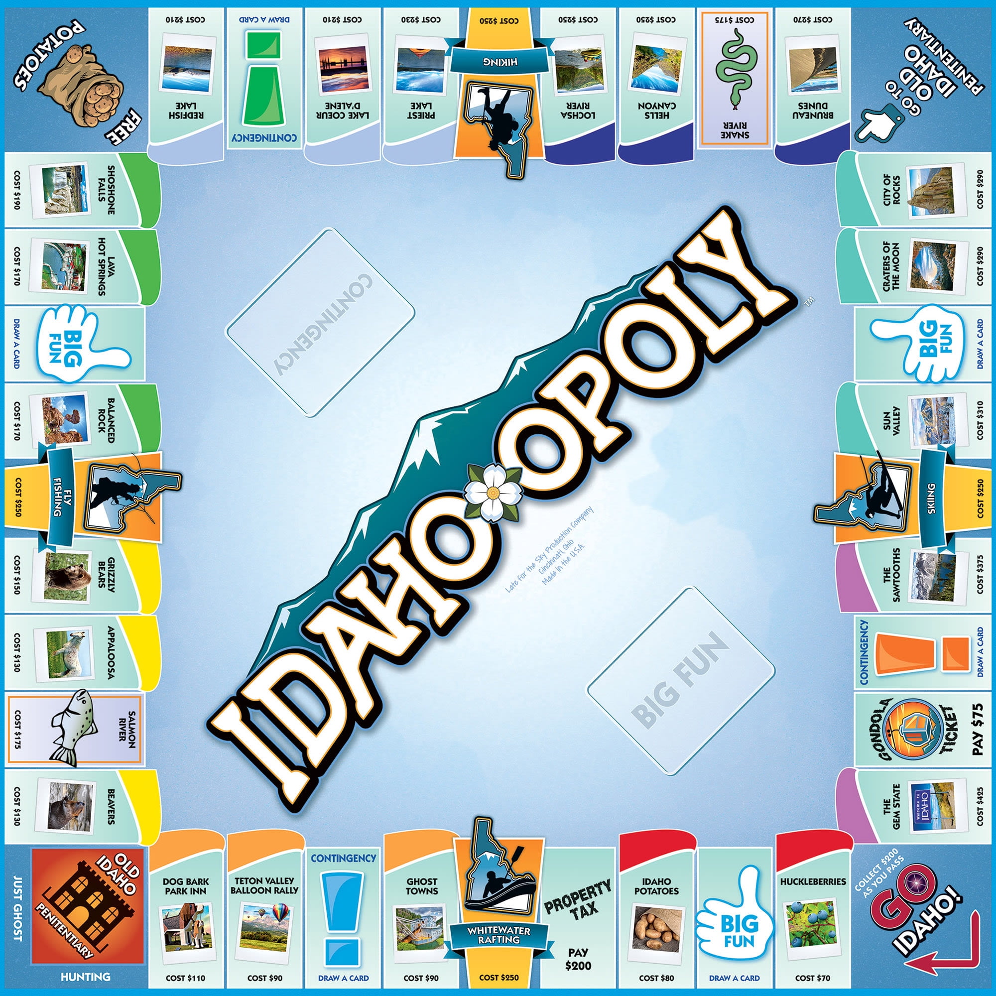 Late For The Sky: Idaho-Opoly - State Themed Family Board Game, Opoly-Style Game Night, Traditional Play Or 1 Hr Version, Ages 8+, 2-6 Players