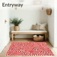 thumbnail image 3 of ODIKA 2'x3' Machine Washable Non-Slip Area Rug, Whimsical Cane Stripe with Curved Swirls and Dots High Traffic Rug with Pad, Red, 644008, 3 of 8