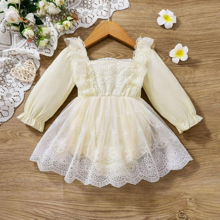 

0-18M Lace Bodysuit Tutu Dress Baby Girls Tutu Dress Jumpsuit Cotton Blend Ruffle Outfit Princess Outfit Romper Dress