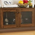 thumbnail image 6 of Wine Shelf Table, Modern Wine Bar Cabinet with Storage Compartment, Wood Console Table Bar Table TV Cabinet Sideboard with Large Space for Living Room Dining Room Kitchen Entryway Hallway, Brown, 6 of 7