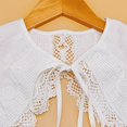 thumbnail image 4 of Women Pastoral Style White for Doll Detachable Collar Shawl Embroidery Plaid Lace Scalloped Trim Scarf Lace-Up Bowknot Solid Color Capelet Poncho, 4 of 4