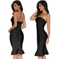 thumbnail image 4 of Women's Midi Cocktail Dresses Strapless Bandage Bodycon Dress Wedding Party Dress, 4 of 6