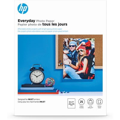 HP Everyday Photo Paper - Semi-Glossy - Letter Size (8.5 in x 11 in) 25 Sheets