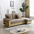 thumbnail image 4 of Convertible Sleeper Couch with Storage Ottoman, Multifunctional Double Folding Sofa Bed with box, drawer, 2Cup Holders for Living room, 4 of 9