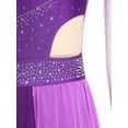 thumbnail image 6 of Aislor Women Lyrical Dance Rhinestone Sleeveless Contemporary Dancewear Mesh Split Long Dress Purple S, 6 of 7