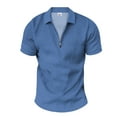 thumbnail image 3 of Sngxgn Men's Print Short Sleeve Cotton Polo T-Shirt(Blue,XXXL), 3 of 5
