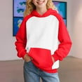 thumbnail image 3 of Grblisyd Hoodies for Teen Girls Oversized Hoodie Youth Long Sleeve Color Block Tween Tops Cute Graphic Hoodie Drawstring Preppy Pullover Trendy Kids Clothes Size 10-12 Red 150, 3 of 4