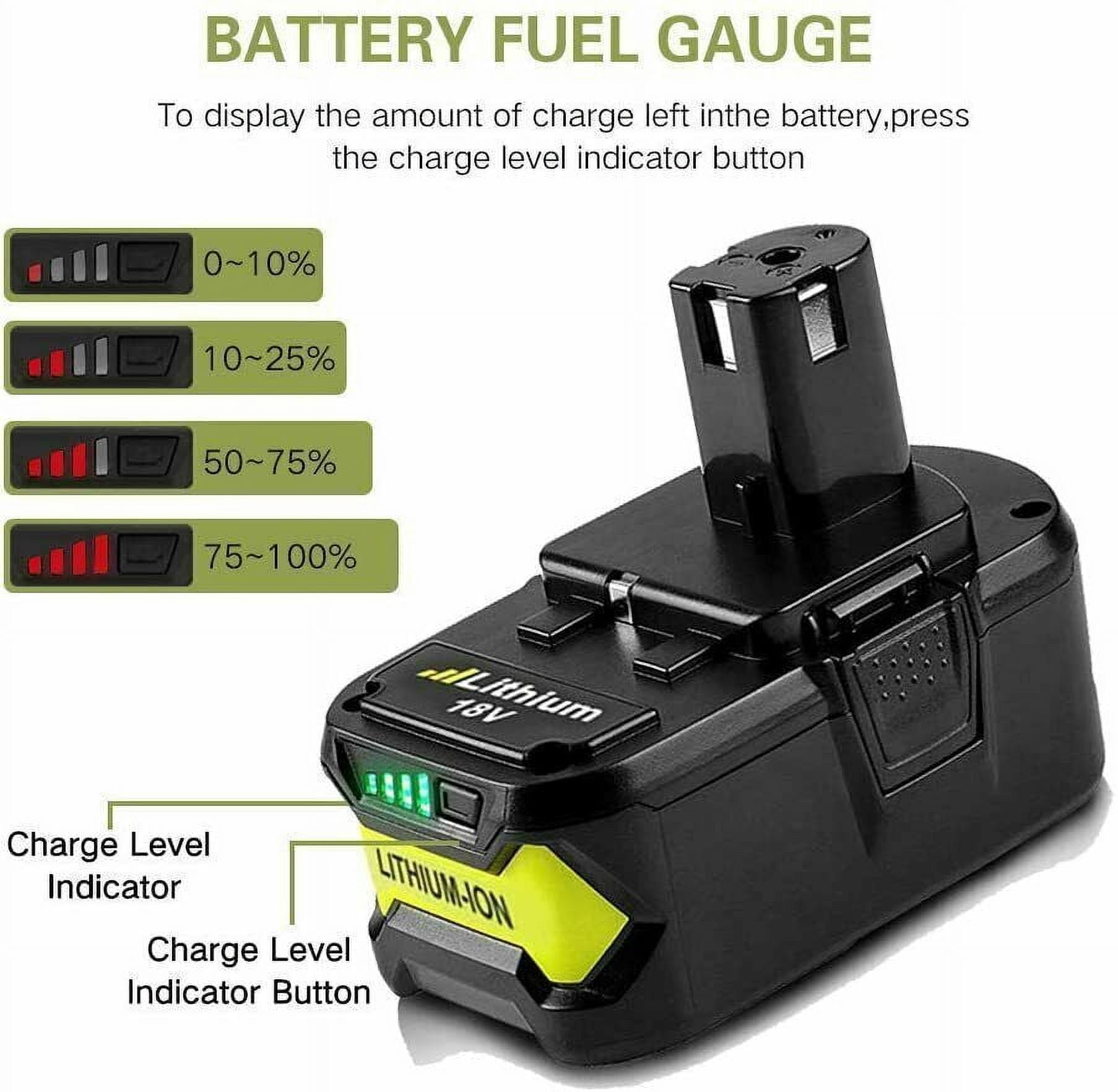 2Pack 18V 5.0Ah Replacement Battery and P117 Charger for Ryobi 18V Battery One Plus P102 P103 P104 P105 P107 P108 P109 P190 P122