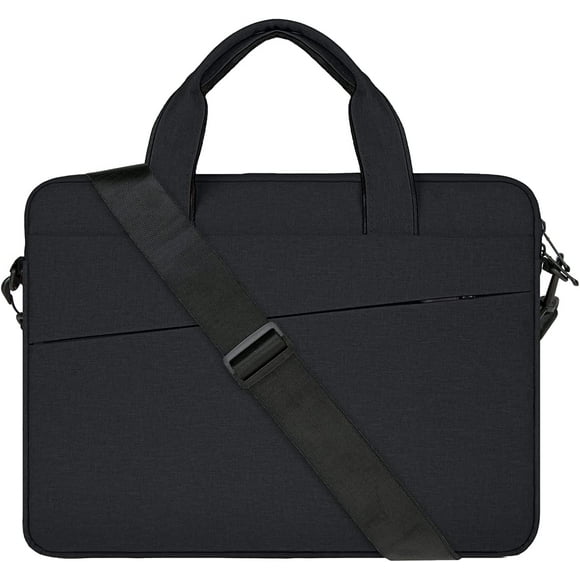 RAINYEAR 15 Inch Laptop Sleeve Shoulder Bag Compatible with 15.4 MacBook Pro Notebook Computer Chromebook, Polyester Messenger Bag Carrying Case Briefcase for Men Women (Black)