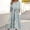 *Light Blue, variant on ClodeEU Women's Summer Printed Pleated Short Sleeve Crewneck Maxi Dress with Pockets ,Casual Long Dress Gray,Womens Plus S