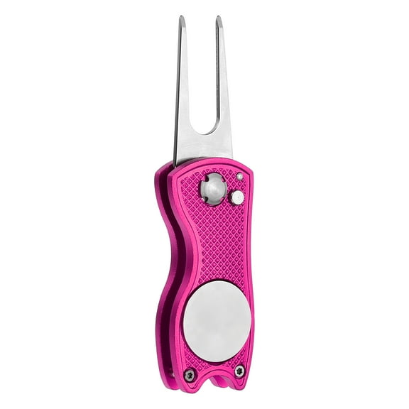 Uxcell Golf Divot Repair Tool Foldable Metal Golf Green Divot Tool with Magnetic Ball Marker Fuchsia