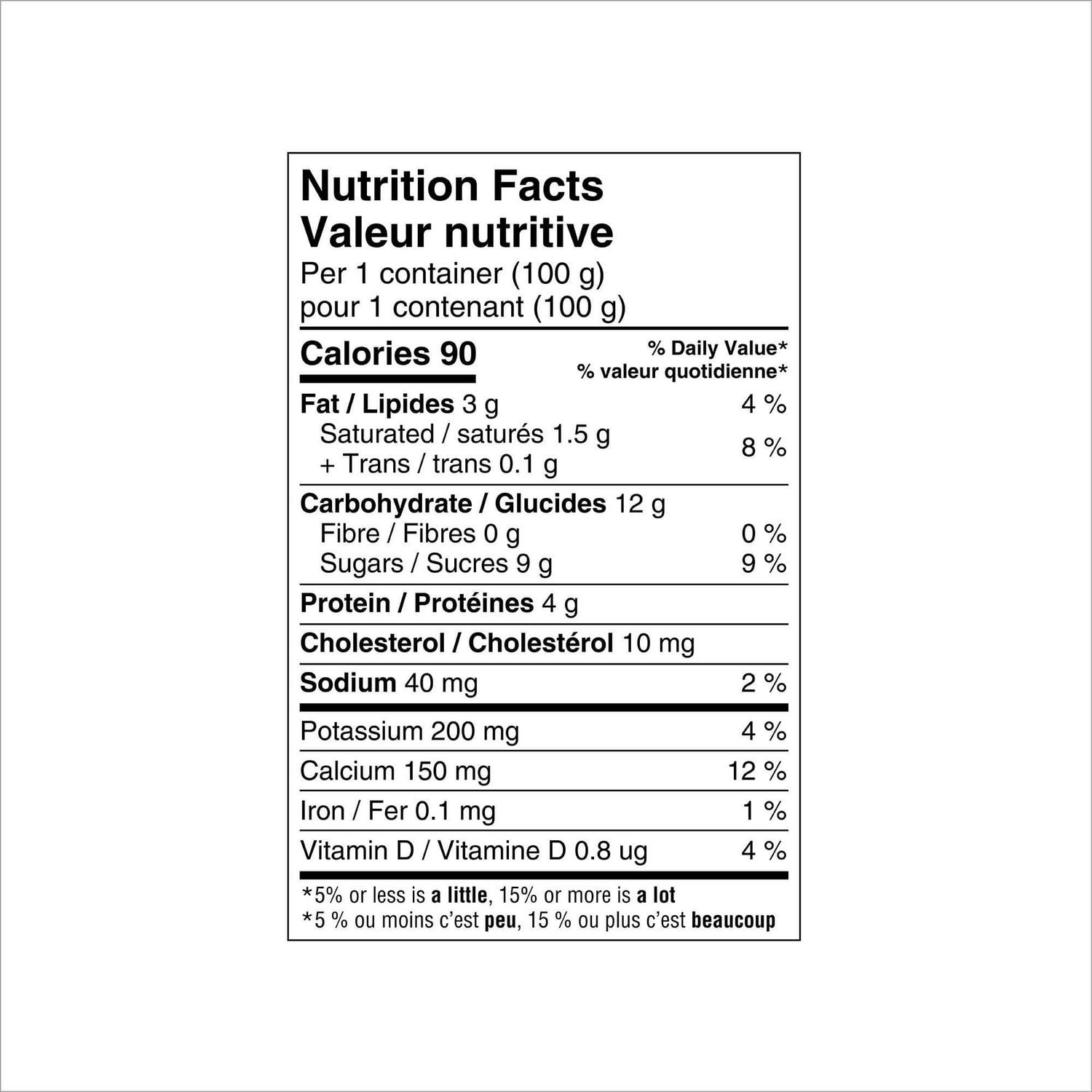 Activia Vanilla Yogurt Nutrition