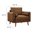 thumbnail image 3 of Armchair Chair, Brown, Faux Leather, Living Room Lounge Cafe Lobby Hospitality Restaurant, Modern Contemporary, HB37339, 3 of 9