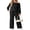 02-Black, variant on Women's Off Shoulder 2 Piece Knit Matching Set Long Sleeve Pullover Top with Drawstring Wide Leg Pants Black L