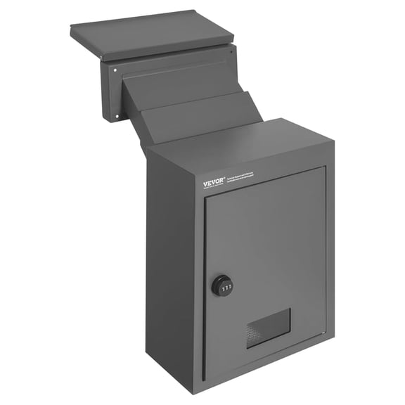 Through The Wall Drop Box, Heavy Duty Steel Through The Wall Mailbox with 2.8-7.9" 13" Combination Lock, 12.5x6.3x16.9 Mail Drop Box, Dark Gray