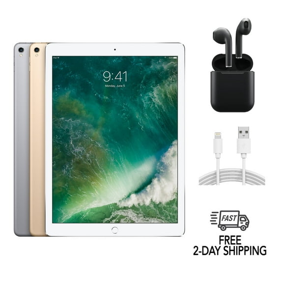 Restored Apple iPad Pro 12.9" (2nd Gen) A1670 (WiFi) 64GB Space Gray w/ Wireless Earbuds (Refurbished)