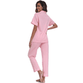 thumbnail image 5 of EA'S SECRET 100% Cotton Pajamas for Women Set Short Sleeve and Long Pants Pj Sets Woman Button Down Sleepwear with Pockets(Pink,S), 5 of 9