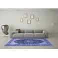 thumbnail image 3 of Ahgly Company Machine Washable Indoor Round Medallion Blue Traditional Area Rugs, 7' Round, 3 of 4