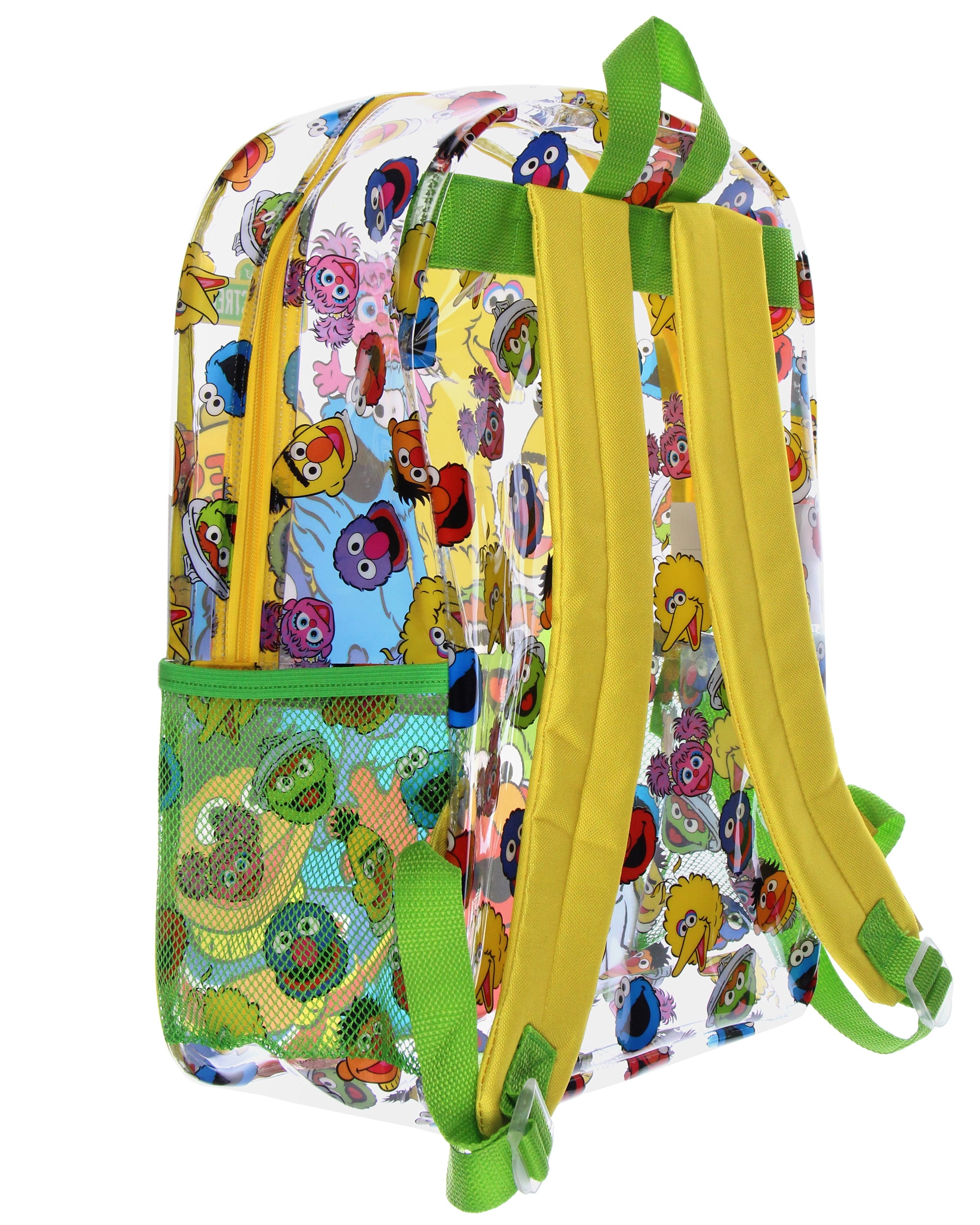 Sesame Street Elmo Big Bird Cookie Monster Clear Travel Backpack For Daily Use 16"