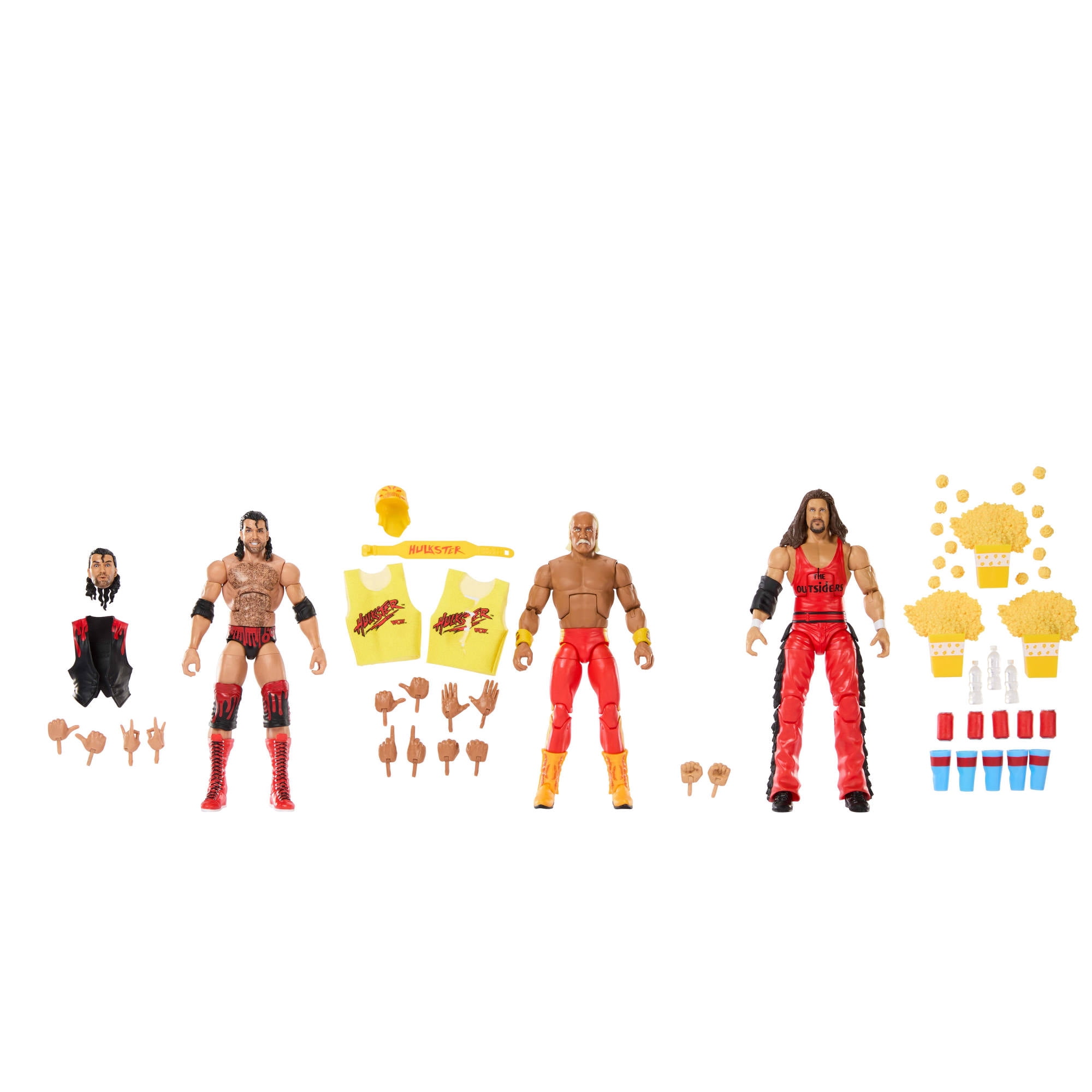 WWE Elite Scott Hall Kevin Nash Hulk Hogan Action Figures, 6-inch Collectible Set with Articulation & Accessories