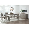 thumbnail image 2 of Benzara Herringbone Pattern Wooden Sideboard with Three Door Cabinets, Rustic Latte Gray, 2 of 6