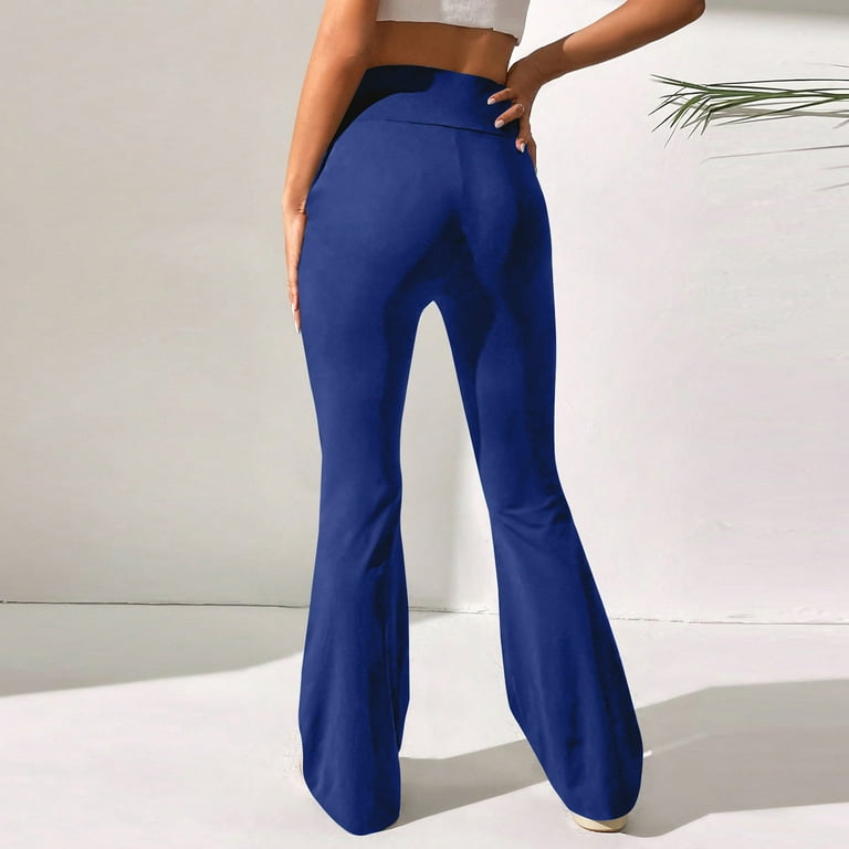 Mlqidk Womens Bootcut Yoga Pants Leggings High Waisted Tummy Control Yoga  Flare Pants Blue XXL 