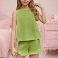 thumbnail image 4 of snilers Girls Summer Outfits Sleeveless T-Shirts and Elastic Waist Shorts Ruffle Clothing Sets 2 Piece Kids Clothes Set Size 5-15 Years, 4 of 9