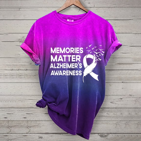 Pink T Shirts for Women Awareness Memories Matter T Shirt Fashion Clothing