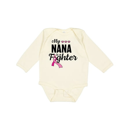 

Inktastic Breast Cancer Awareness My Nana is a Fighter Gift Baby Boy or Baby Girl Long Sleeve Bodysuit