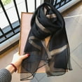 thumbnail image 2 of Solid Color Mulberry Silk Scarf for Women Soft Blanket Shawl Beach Gauze Scarves and Wraps for for All Season - black, 2 of 5