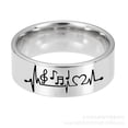 thumbnail image 4 of HIJONES Women Men's Stainless Steel Simple Musical Notes Heart Beat 8MM Wide Ring High Polished Comfort Fit Rings Silver Size 9, 4 of 5
