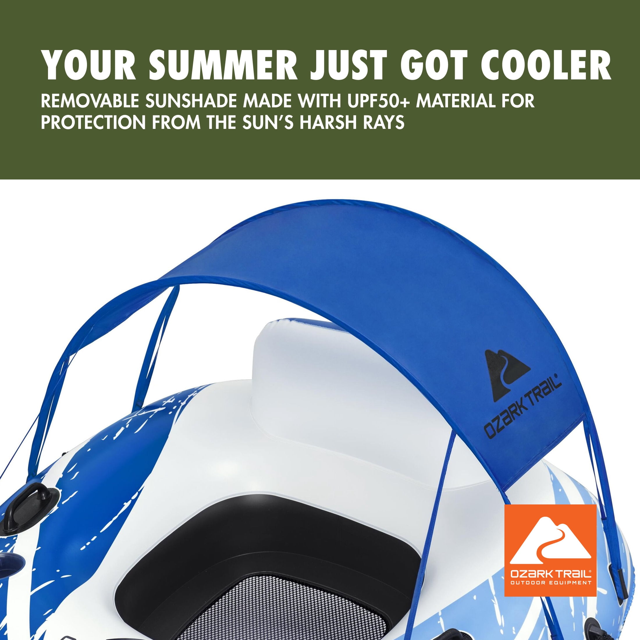 (2 pack) Ozark Trail Rapid Rider Canopy River Tube with Removable Shade 48.5"